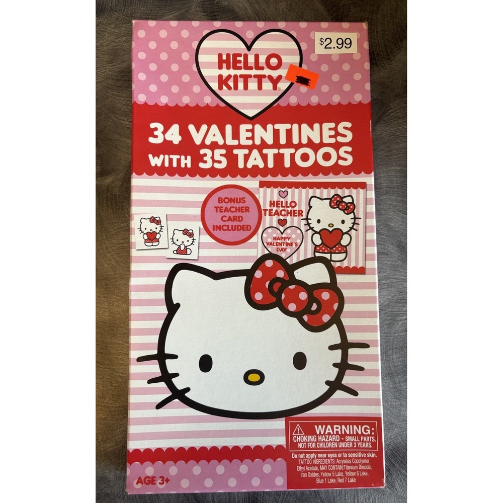 HTF Retro Hello Kitty Valentines 34 Cards & 35 TATTOOS & Teacher. Sanrio 2013